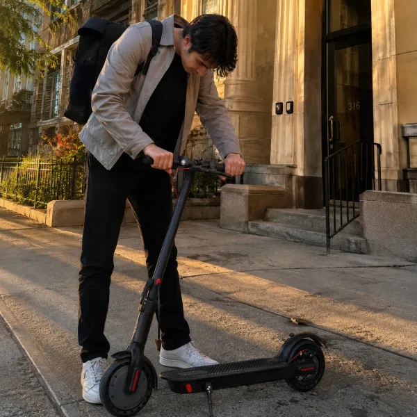 Folding and storing the electric scooter